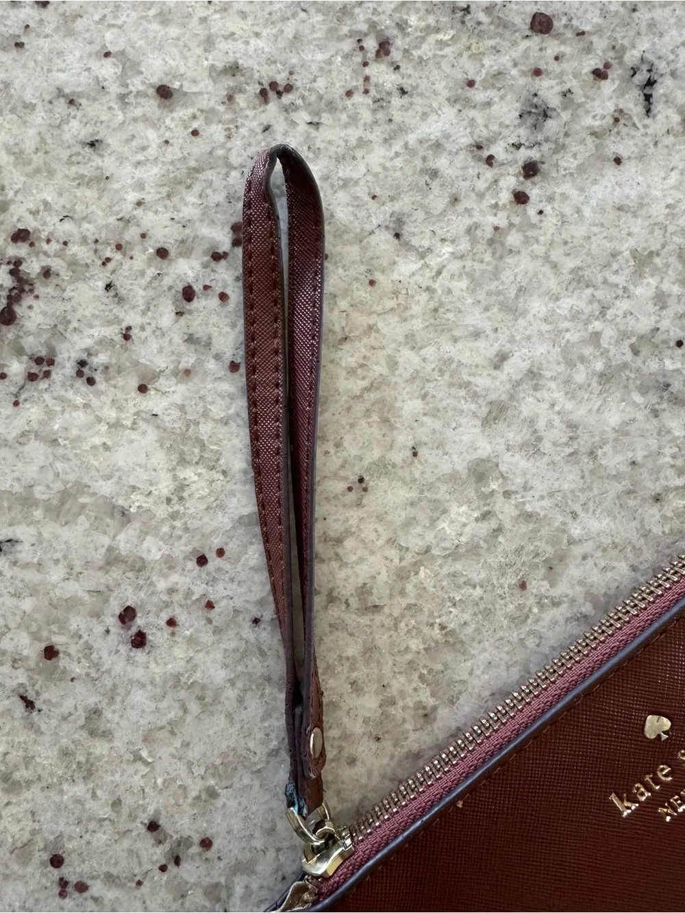 Kate Spade New York Brown Tan Genuine Saffiano Leather Wristlet Wallet Boho Chic - Picture 5 of 11